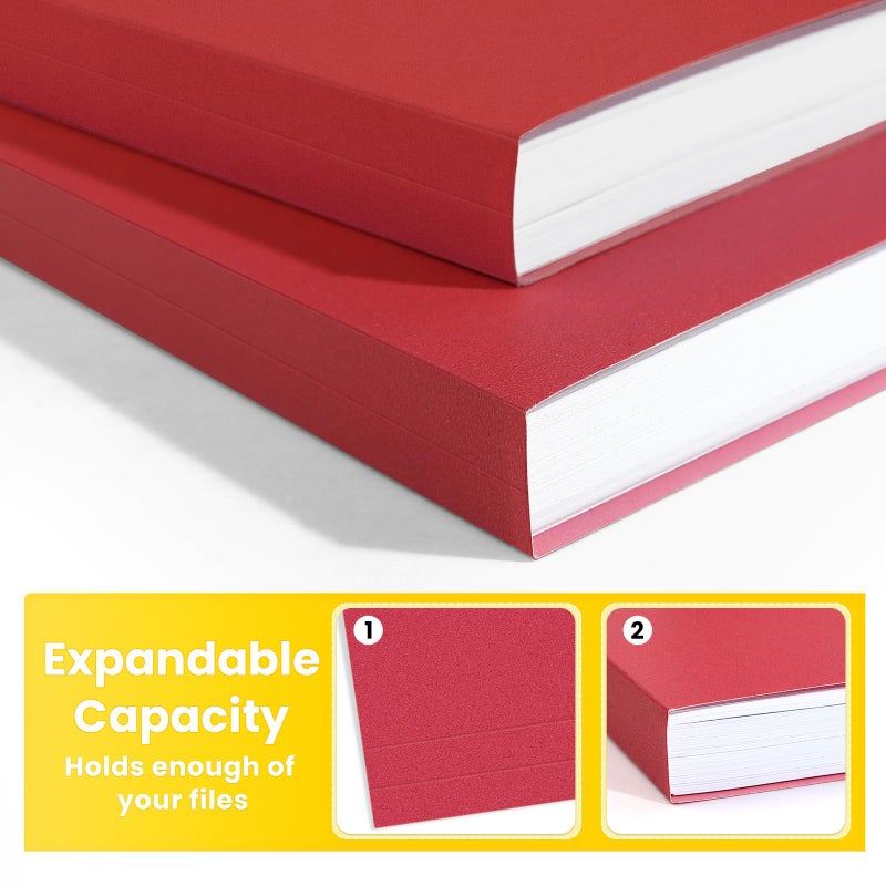 ساني مجلدات ملفات SUNEE بحجم الحروف باللون الأحمر، 100 حزمة مجلدات مانيلا 8.5 × 11 1/3 علامات تبويب، مجلدات ملفات ملونة، مكتب المنزل والمدرسة لملفات المستندات الورقية - Image 4